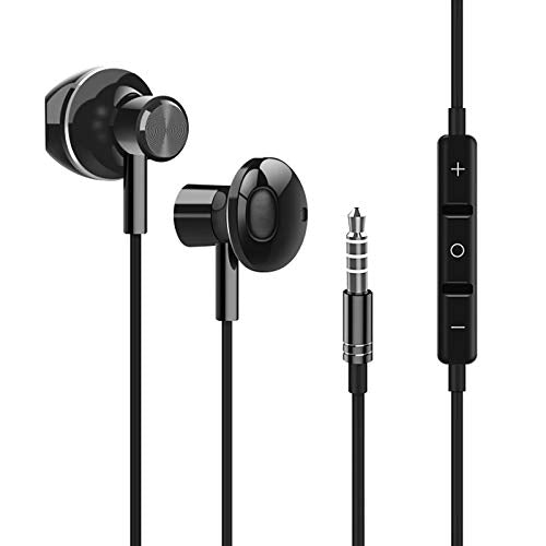 GEEKRIA 3.5mm Gaming Earbuds with Mic & Volume Control for PS5 Xbox PC - color: Black