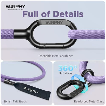 SURPHY Phone Lanyard Crossbody, Phone Strap Crossbody with 2 Tether Tabs - color: Purple