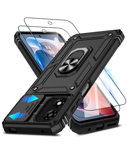 ATUMP for Moto G-Play-2024 Case with Camera Lens Cover & HD Screen Protector(2 Pcs), [10FT Military Grade Drop Protection] Magnetic Ring Holder Protective Cover for Motorola G Play 2024 4G, Black - color: Black, size: Moto G Play 4G 2024 - 6.5 Inch