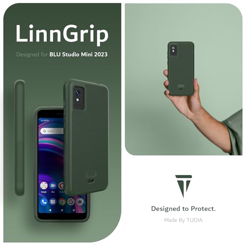 TUDIA LinnGrip Compatible with BLU Studio Mini (2023) Phone Case, [Enhanced Grip] Ultra Slim Fit Shockproof Matte TPU Soft Protective Phone Case Cover (Pine Green) - color: Pine Green