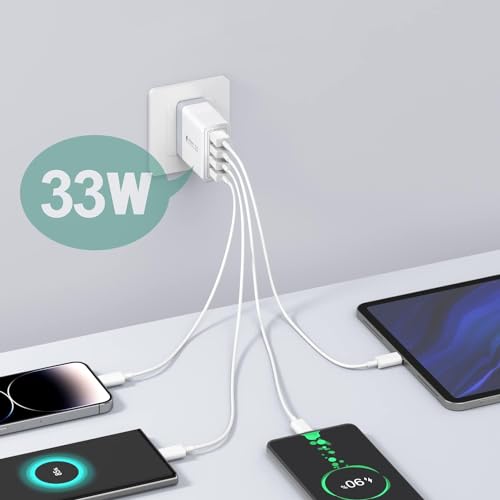 USB Charger, 4 Port USBA Wall Charging Block, Fast Charge QC 3.0 Plug Adapter Compatible with iPhone 12/13/14/15/XS/XS Max/XR/X, LG, Google Pixel and More - color: 1 Pack-4-USB-A