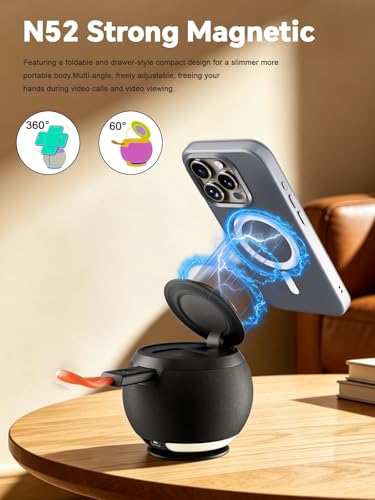 Bluetooth Speaker with Wireless Charging Stand, Black - color: Black