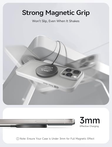 JSAUX Magnetic Wireless Charger for MagSafe Charger, for iPhone 18 Pro/Duo - color: Black