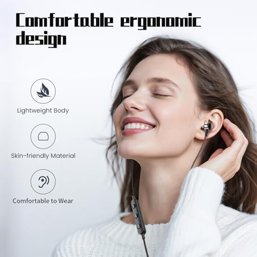USB C Headphones Wired Earbuds for Samsung Galaxy S26 S25 S24 A57 iPhone 17 - color: Black