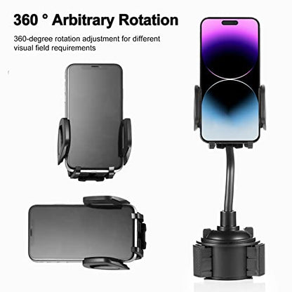 YUHENG Car Cup Holder Mount with 360° Rotation Adjustable Gooseneck,Car Phone Holder Mount for All Smartphones Cup Holder Cell Phone Automobile Cradles - color: Black