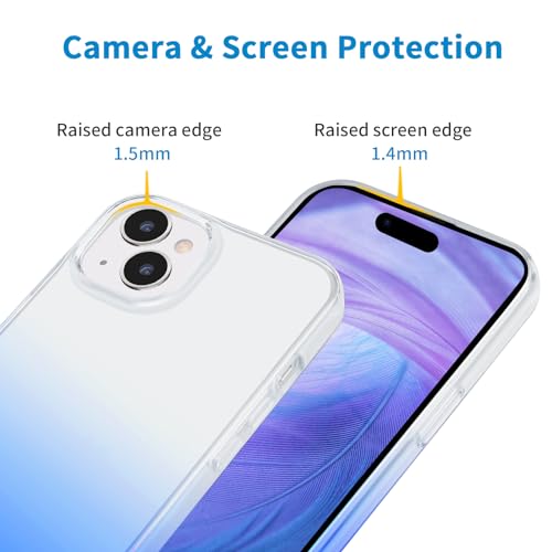 JJGoo Compatible with iPhone 15 Plus Case Clear, Soft Clear TPU Phone Cases, Shockproof Transparent Bumper Cover Slim Thin Phone Case, Gradient Blue - color: Gradient Blue