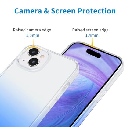 JJGoo Compatible with iPhone 15 Plus Case Clear, Soft Clear TPU Phone Cases, Shockproof Transparent Bumper Cover Slim Thin Phone Case, Gradient Blue - color: Gradient Blue