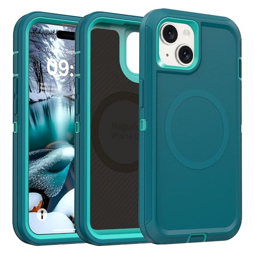 TUTUKII Magnetic for iPhone iPhone 15, 14 & 13 CaseTeal Dark Green | MagSafe Compatible, Rugged, Tough, Heavy Duty, Shockproof, Tri-Layer, 6.1-Inch, - color: Dark Green