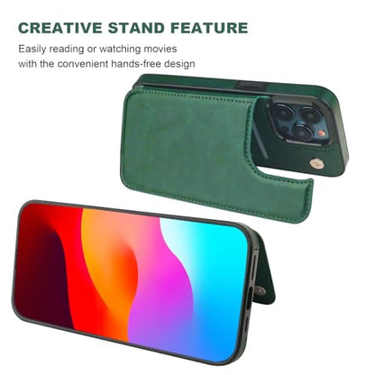 ONETOP for iPhone 15 Pro Max Wallet Case with Credit Card Holder,Green | Kickstand,ID/Cash Holder,Case Wallet with Card Slots,Double Magnetic Clasp,Durable PU Leather Shockproof Cover for Women Men - color: Green