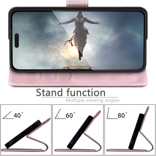 SUANPOT Compatible with iPhone 17 6.3" Wallet case with RFID Blocking Credit Card Holder,Flip Book PU Leather Protective Cover Women Men for Apple 17 Phone case Rose Gold - color: Rose Gold, size: iPhone 17 6.3"