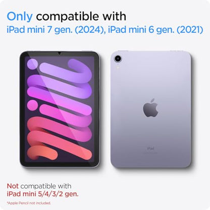 Spigen GlasTR EZ FIT Screen Protector for iPad Mini 7(2024)/ Mini 6(2021) | 9H+ Tempered glass, Scratch resistance, Auto-align tray, Lab-tested 100% clarity, Original touch, Case-friendly, 1 Pack
