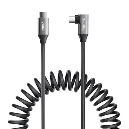 SmallRig USB C to USB C Coiled Data Cable (Straight to Angled), 240W PD 3.1 Fast Charging Cable, USB 2.0 Data Transfer, TPU Coiled Design, Aluminum Alloy Shell for iPhone, Laptops, Tablets & More-5730 - size: 1.15-4.92 ft, style: Straight to Angled Coiled
