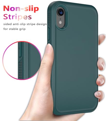 Diverbox for iPhone XR Case [Tempered Glass Screen Protector] [Shockproof] [Dropproof] Heavy Duty Protection Phone Case Cover for Apple iPhone XR (Dark Green) - color: Dark Green-2in1