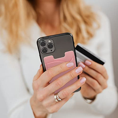 Phone Card Holder, 2-Pack Stick-On Wallet for iPhone, Samsung - Pink - color: Pink