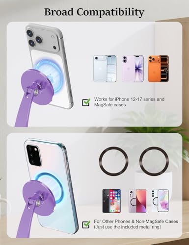 Aoviho Magnetic Phone Stand for Desk, 360° Rotating Phone Holder,Purple - color: Purple