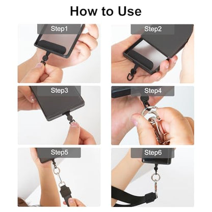 3-in-1 Clip And Go Phone Strap Crossbody With Detachable Wallet, RFID Blocking, Adjustable Anti-Theft Phone Lanyard - color: Black