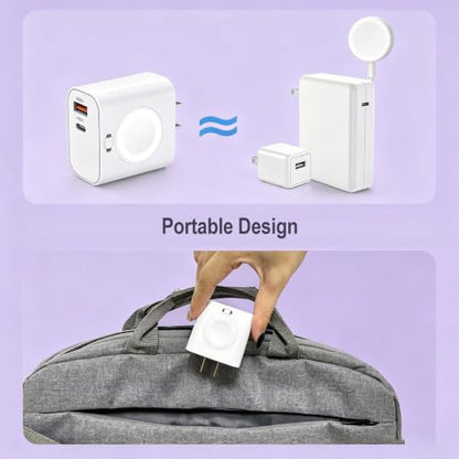 Charger Block for Apple Watch,23W Fast 3 in 1 USB C iWatch Charging Block - color: White-1pc