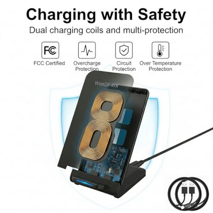 2 Pack Fast Wireless Charger, 15W Max Wireless Charging Pad, Ultra Slim Charging Station for iPhone 17/16/15/14/13/12/11 Series, Samsung Galaxy S25/S24/S23/S22/S21/S20, Note 20/10