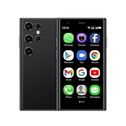 Yoidesu S23 Pro Smartphone, 3in 3D Glass Super Small Cell Phone, Dual SIM 2GB 16GB ROM for Android 8.1 Ultra Thin Mobile Phone, 1000mAh The World's Smallest Backup Phone - color: Black