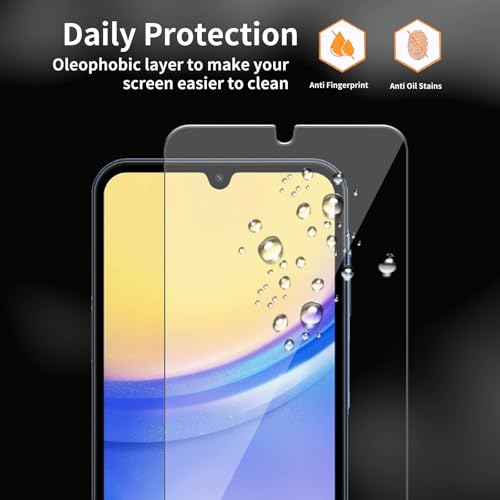 3 Pack for Samsung Galaxy A15 5G Tempered Glass Screen Protector, Scratch-Proof, Bubble-Free,HD Transparent, 9H Hardness,Bubble Free,Case Friendly - size: Galaxy A15 5G