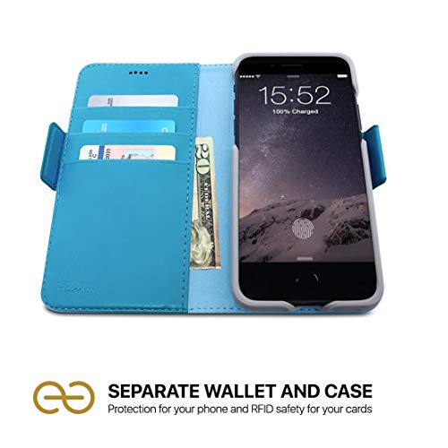 Dreem Fibonacci 2-in-1 Wallet Case for Apple iPhone 8 Plus & 7 Plus - Luxury Vegan Leather, Magnetic Detachable Shockproof Phone Case, RFID Card Protection, 2-Way Flip Stand - Sky - color: Sky, size: iPhone 8 Plus & 7 Plus
