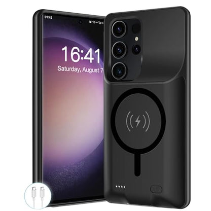 Battery Case for Galaxy S22 Ultra /S23 Ultra,12000mAh Portable Protective Wireless Charging Case Compatible with Galaxy S22 Ultra /S23 Ultra 6.8" Rechargeable Extend Battery Pack Charger Case (Black) - size: Galaxy S22 Ultra/ S23 Ultra -12000mAh