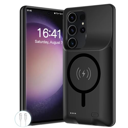 Battery Case for Galaxy S22 Ultra /S23 Ultra,12000mAh Portable Protective Wireless Charging Case Compatible with Galaxy S22 Ultra /S23 Ultra 6.8" Rechargeable Extend Battery Pack Charger Case (Black) - size: Galaxy S22 Ultra/ S23 Ultra -12000mAh