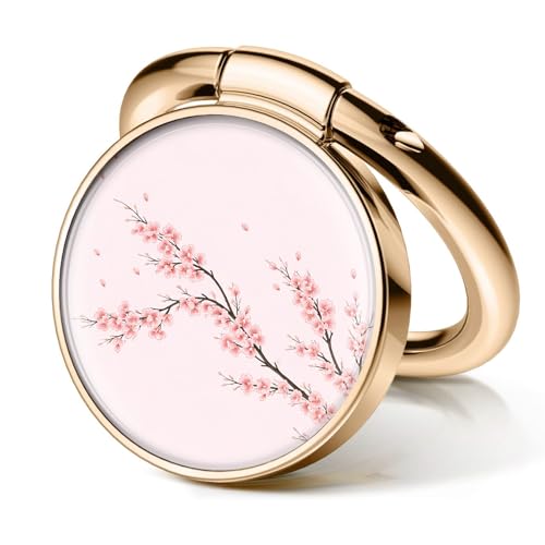 Cell Phone Ring Holder, Cute Metal Phone Grip Stand Finger Ring Kickstand, Flexible 360°Rotation Phone Tablet Case Accessories Compatible with Most Phones Cherry Blossom Branch - color: Cherry Blossom Branch