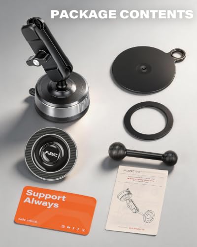 APPS2Car Magnetic Car Phone Holder for MagSafe Metal Arm, Suction Cup Mount
