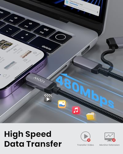 100W Multi USB Charging Cable, USB C and Lightning Cable 2-in-1, 5A USB C/A Nylon Braided Multi Charger Adapter Cord with LED Indicator for iPhone 17 16 15 14 13, iPad, Galaxy, Note, Macbook - Black - style: 4-in-1 6FT