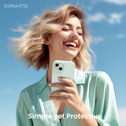 ORNARTO Compatible with iPhone 15 Case 6.1, Slim Liquid Silicone 3 Layers Full Covered Soft Gel Rubber Phone Case, Anti-Scratch Shockproof Protective Cover 6.1 Inch, Light Green - color: Light Green
