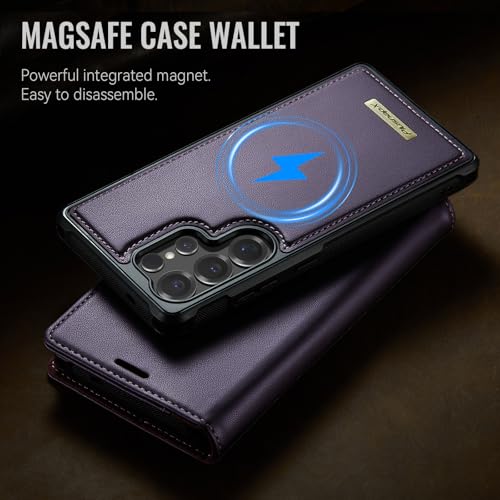for Samsung Galaxy S26 Ultra 2in1 Detachable Wallet Case, Purple | Compatible with Magsafe, Magnetic, RFID Blocking Card Holder, Shockproof, Kickstand, Wireless Charging, PU Leather Flip Cover - color: (Detachable 2 in 1)-Purple, size: Galaxy S26 Ultra