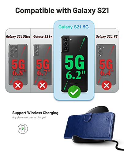OCASE Compatible with Galaxy S21 5G Wallet Case, PU Leather Flip Folio Case with Card Holders RFID Blocking Kickstand [Shockproof TPU Inner Shell] Phone Cover 6.2 Inch (2021) - Dark Blue | Card Holders, Kickstand, Shockproof TPU Shell,Magnetic Closure, Pr