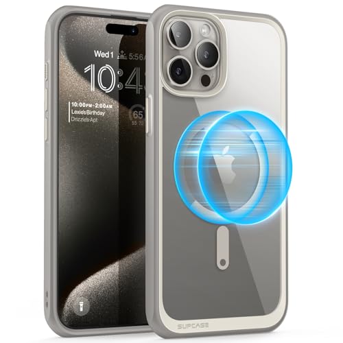 SUPCASE for iPhone 15 Pro Max Case (6.7 inch), Compatible with MagSafe Gray | Slim Clear Magnetic Phone Case,Military-Grade Drop Protection, 4X Shockproof Air Bag, Grey, Len Protection,Unicorn Beetle Mag - color: Gray, size: iPhone 15 Pro Max 6.7"