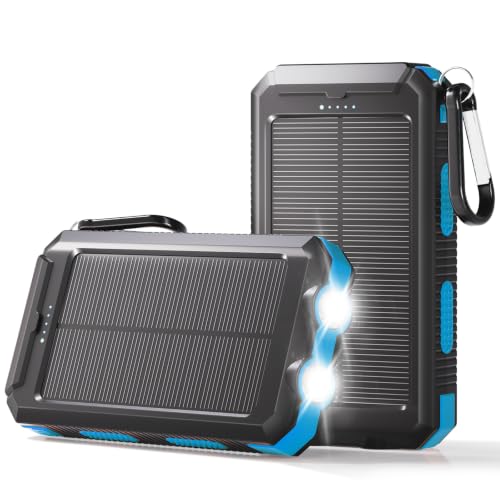 Solar Power Bank 38800mAh Portable Charger for iPhone18/17/16, Samsung - color: Sky Blue