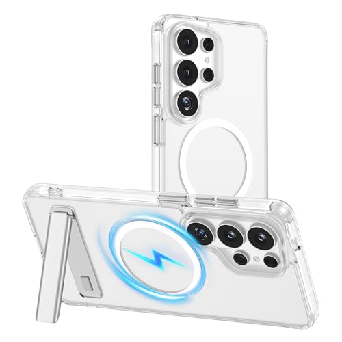 for Samsung Galaxy S26 Ultra Case with Kickstand,Shockproof Phone Case with Stand,Camera Frame with Raised Protection,Anti-Skid Case Phone Fits for Magsafe for Galaxy S26 Ultra Cover,6.9"-Clear - color: Clear