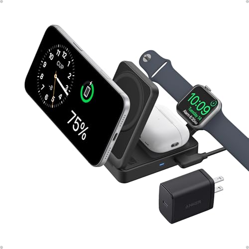 Anker MagGo 3-in-1 MagSafe-Compatible Qi2 15W Foldable Charging Station - color: Black