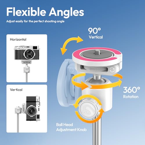 ULANZI MT44M Auto Open Magnetic Phone Tripod, 59" Selfie Stick with Remote - color: White