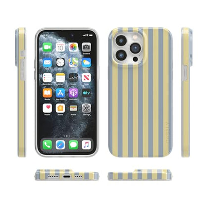 Casely iPhone 14 Pro Case | Coastline Stripes | Blue & Yellow | Compatible with MagSafe | Classic Ultra Thin Design - color: Coastline Stripes | Blue & Yellow, size: Iphone 14 Pro