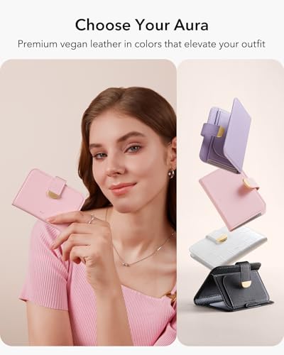 ESR Aura Clutch for MagSafe Wallet for Women, 5 Card Holder, RFID Blocking - color: Bubblegum Pink