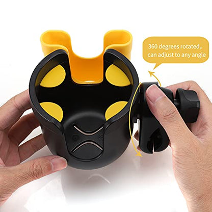 Accmor Wheelchair Cup Holder with Phone Holder, ﻿Universal 360° Rotatable Walker Cup Holder Rollator Scooter Accessory - color: Yellow
