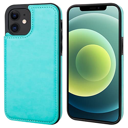 ONETOP for iPhone 12 Mini Wallet Case with Card Holder,LightBlue - color: Light Blue