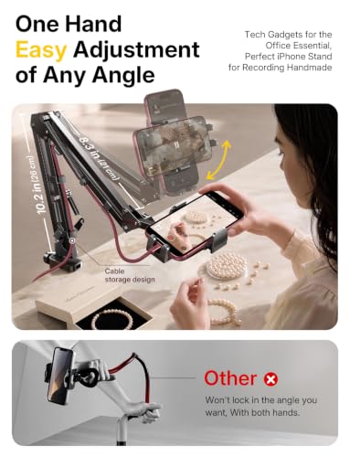 LISEN Cell Phone Holder for Bed Desk, Overhead Phone Mount iPhone Recording