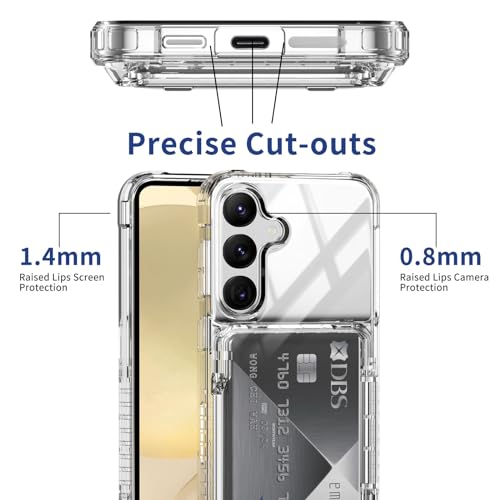 ACANDYA for Samsung Galaxy S24 Plus Case Wallet Galaxy S24+ Case Clear with Card Holder ID Card Slot Heavy Duty Protection Shockproof Anti-Scratch Cover for Women Men for Galaxy S24 Plus Transparent - size: Galaxy S24+ S24 Plus 6.7 inch