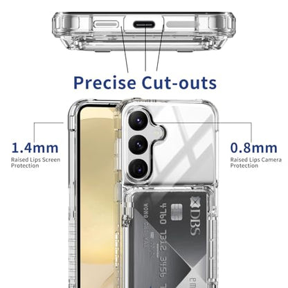 ACANDYA for Samsung Galaxy S24 Plus Case Wallet Galaxy S24+ Case Clear with Card Holder ID Card Slot Heavy Duty Protection Shockproof Anti-Scratch Cover for Women Men for Galaxy S24 Plus Transparent - size: Galaxy S24+ S24 Plus 6.7 inch