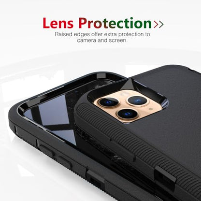 Case for iPhone 11 Pro, Heavy-Duty Tough Rugged Shockproof Drop Protective Cover Phone Cases, Black - color: Black+Black, size: iPhone 11 Pro