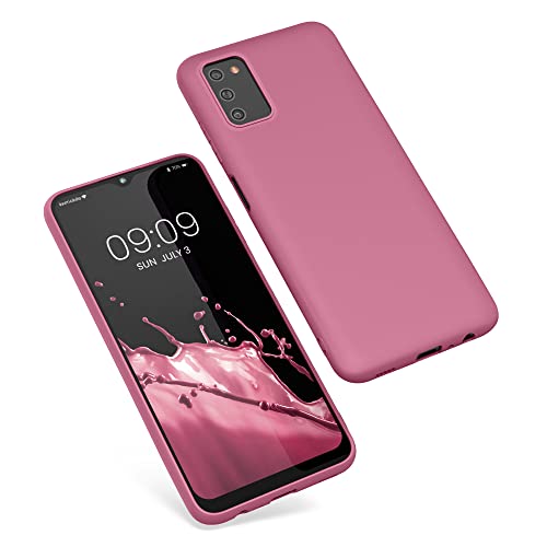 kwmobile Case Compatible with Samsung Galaxy A03s Case - Soft Slim Protective TPU Silicone Cover - Dark Rose - color: Dark Rose