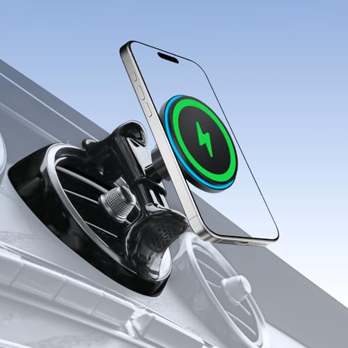 MagSafe Car Mount for Mercedes-Benz [15W Wireless Charging], Round Air Vent Holder, Compatible with Mercedes Benz GLC, C-Class, E-Class, A/B/C-Class, GLC/GLB/GLA/Sprinter, Mercedes Benz Accessories - style: Magsafe+Wireless Charger