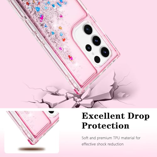 Designed for Samsung Galaxy S25 Ultra Case with Liquid Glitter, 3-in-1 Military-Grade Protection & Sparkling Quicksand, Clear Anti-Yellowing Bling Galaxy S25 Ultra Case for Women 6.9”
