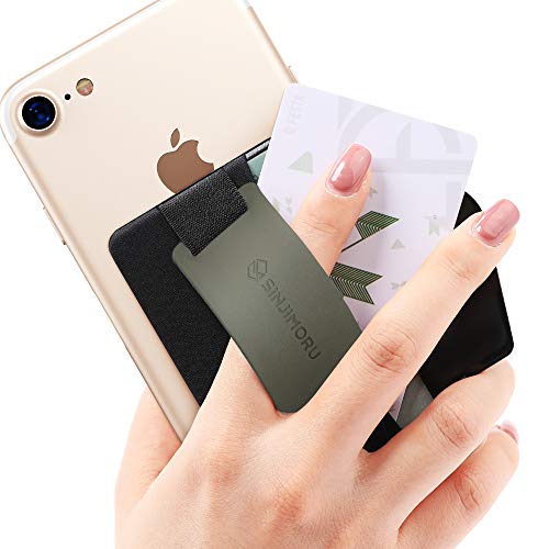 Sinjimoru Phone Grip Card Holder with Phone Stand, Silicone Olive Grey - color: Olive Grey